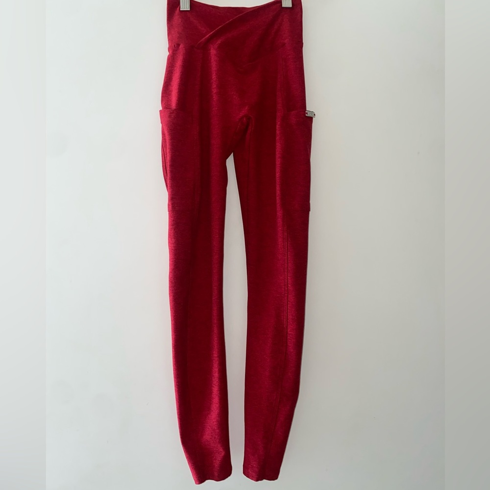 Bombshell Sportswear Red Contour V Waist Leggings with Side Pockets - Picture 5 of 10
